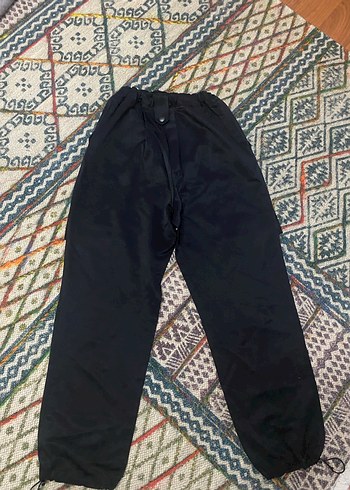 m Beden Kadın Siyah Bol Kesim Kemerli Kumaş Pantolon