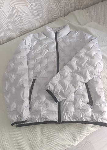 xl Beden Beyaz Fermuarlı Kadın Kışlık Mont