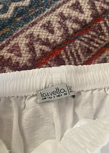 s Beden Beyaz Keten Salaş Midi Pantolon