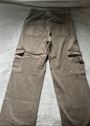 Kahve Bol Kesim Kemerli Kot Pantolon