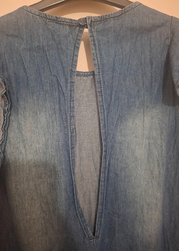 Kadın Lacivert Kısa Denim Tulum - Görsel 5