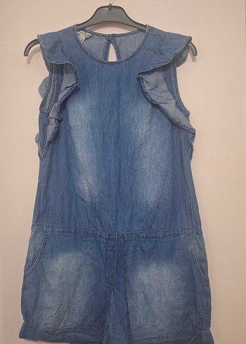 m Beden lacivert Renk Kadın Lacivert Kısa Denim Tulum