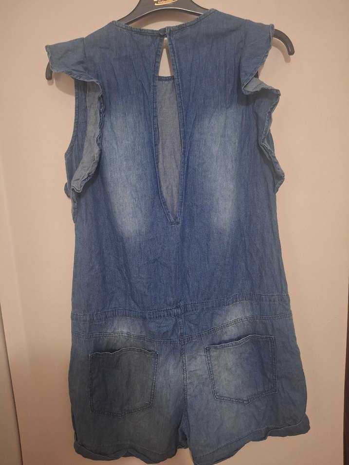 Kadın Lacivert Kısa Denim Tulum - Görsel 2