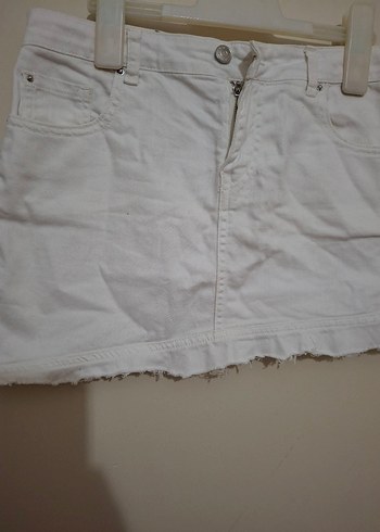 Stradivarius Beyaz Denim Mini Etek