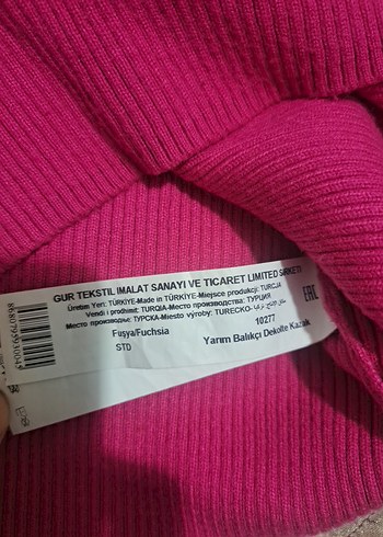 Fuşya Yarım Balıkçı Yaka Crop Top - Görsel 2