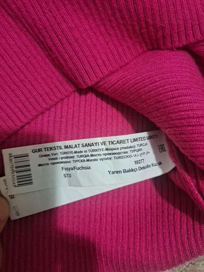 Fuşya Yarım Balıkçı Yaka Crop Top - Görsel 2