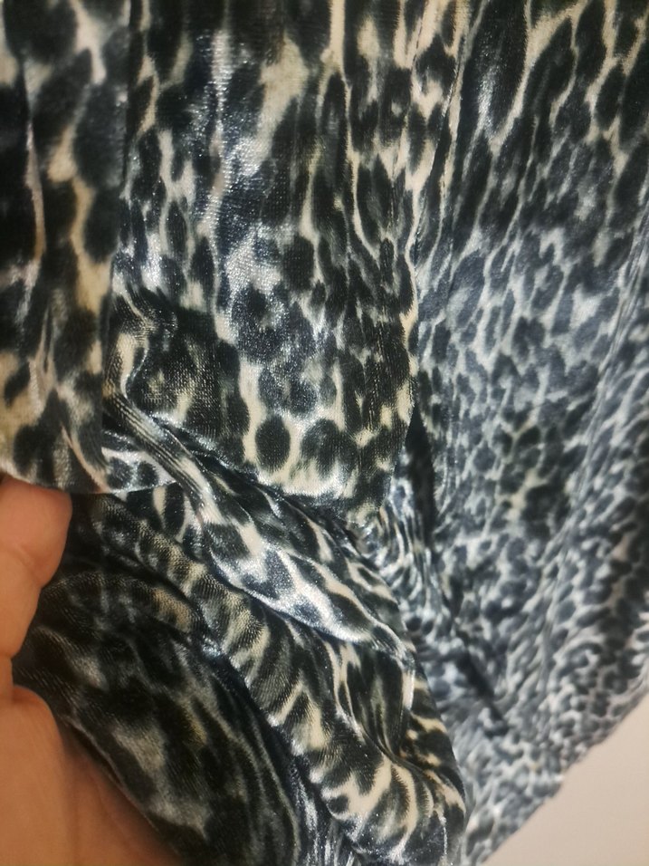 Leopar Desenli Straplez Mini Elbise Kadife 38 - Görsel 3