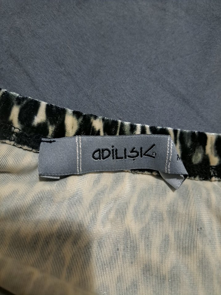 Leopar Desenli Straplez Mini Elbise Kadife 38 - Görsel 2