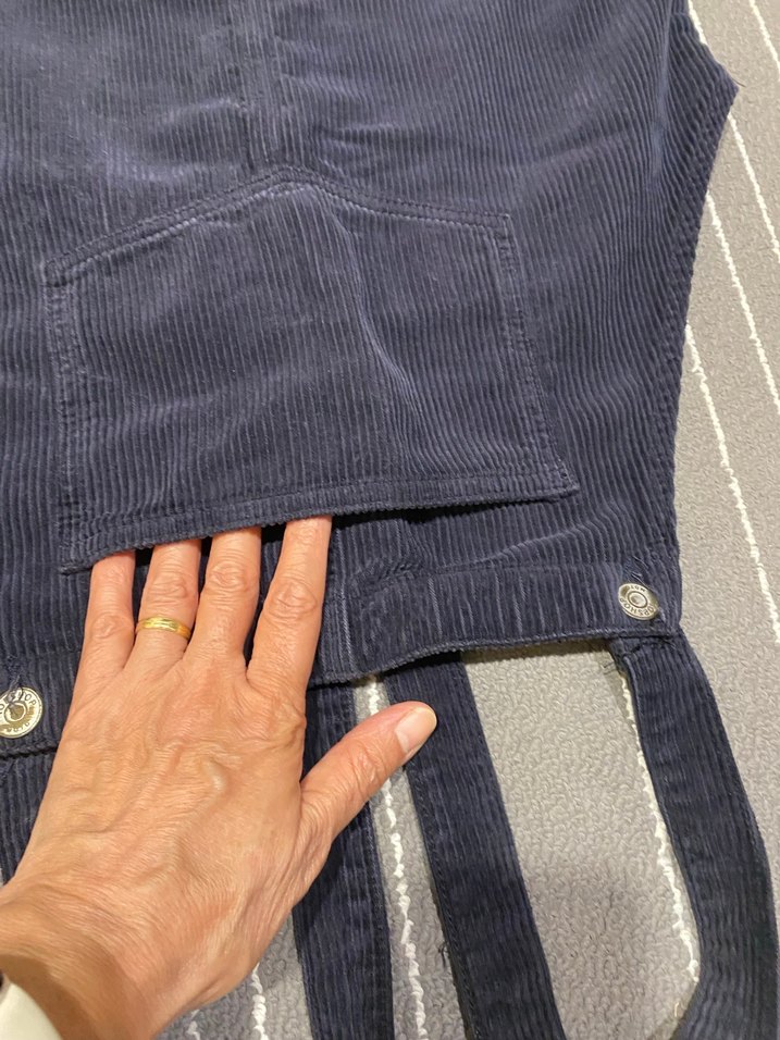 Lacivert Kadın  Askılı Mini salopet kadife - Görsel 4