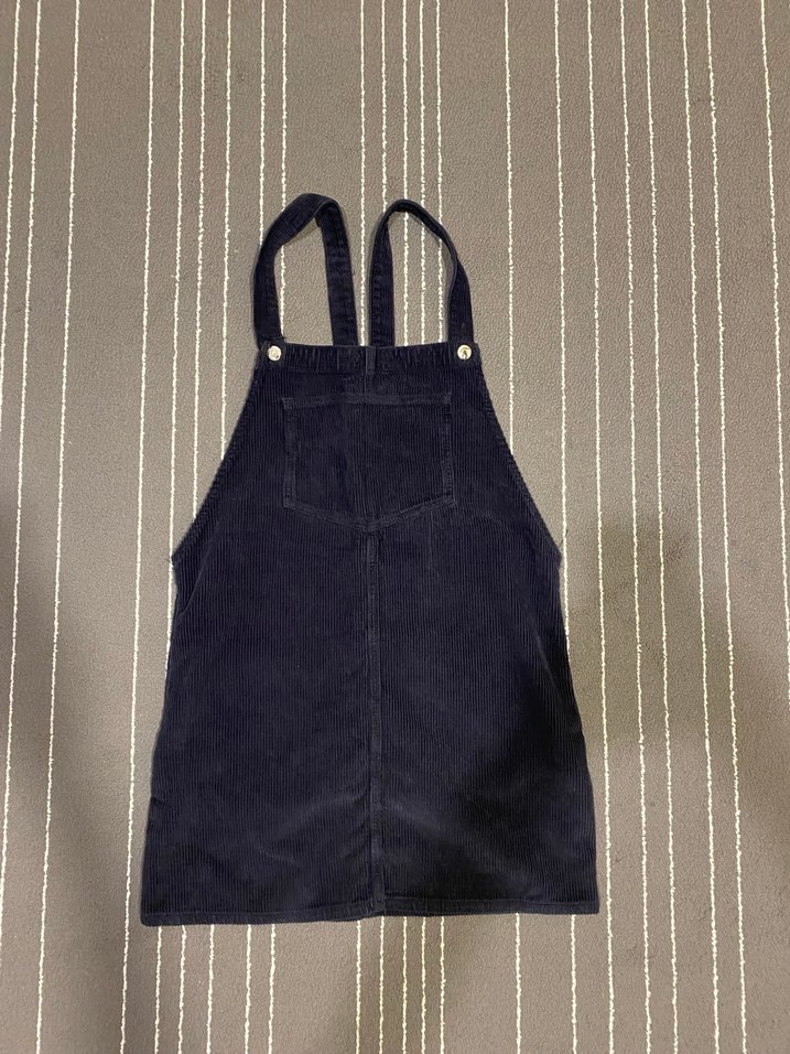 Lacivert Kadın  Askılı Mini salopet kadife - Görsel 2