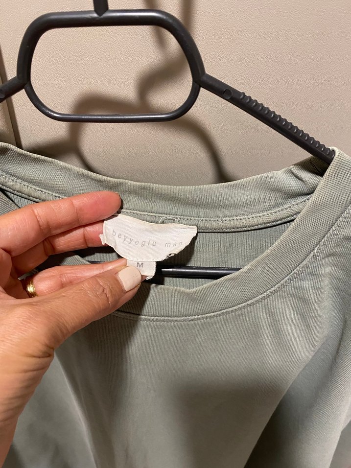 Gri Keten Erkek Tişört - Rahat Kesim - Görsel 2