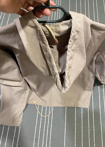 Bej Kapüşonlu Rahat Kesim Kadın Ceket - Görsel 2