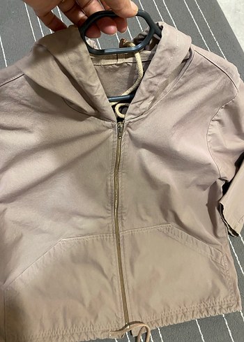 Bej Kapüşonlu Rahat Kesim Kadın Ceket - Görsel 3