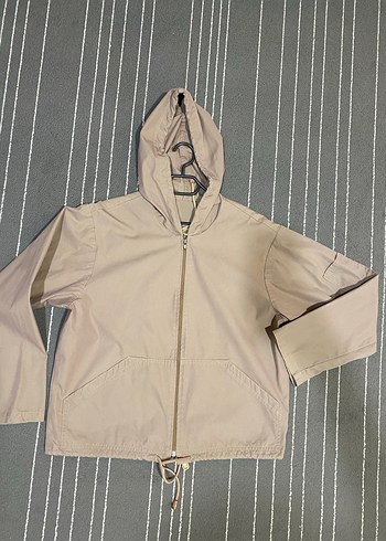 Bej Kapüşonlu Rahat Kesim Kadın Ceket - Görsel 5