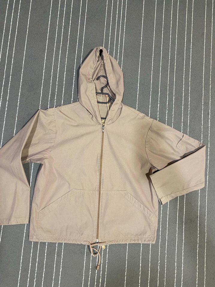 Bej Kapüşonlu Rahat Kesim Kadın Ceket - Görsel 5