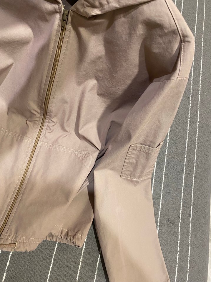 Bej Kapüşonlu Rahat Kesim Kadın Ceket - Görsel 4