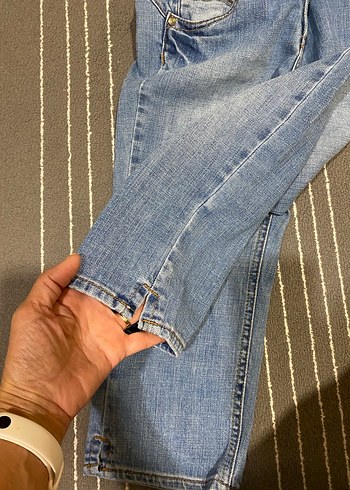 Mavi Düz Kesim Midi Boy Kadın Kot Pantolon - Görsel 4