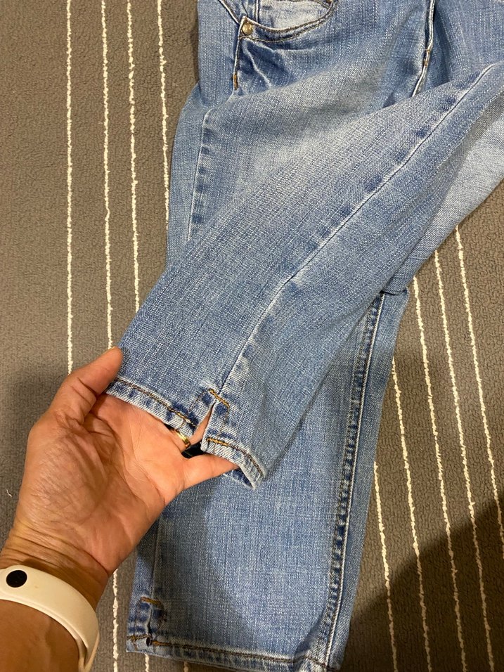 Mavi Düz Kesim Midi Boy Kadın Kot Pantolon - Görsel 4