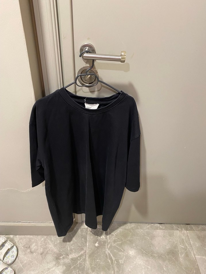 Erkek Siyah Oversize Tişört - Görsel 4