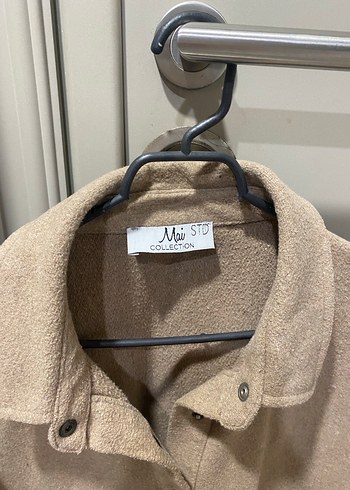 Bej Düğmeli Uzun Kollu Keten kaşe karışımı - Görsel 3