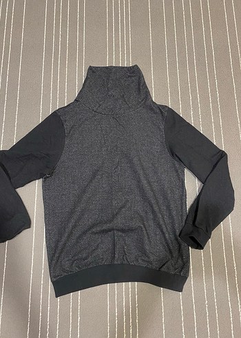 Erkek Gri Boğazlı Triko Sweatshirt - Görsel 2