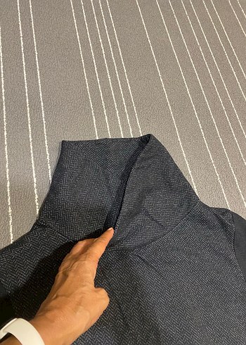 Erkek Gri Boğazlı Triko Sweatshirt - Görsel 3