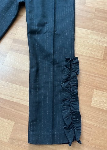 Lacivert Kadın Pilili Midi Kot Pantolon - Görsel 2