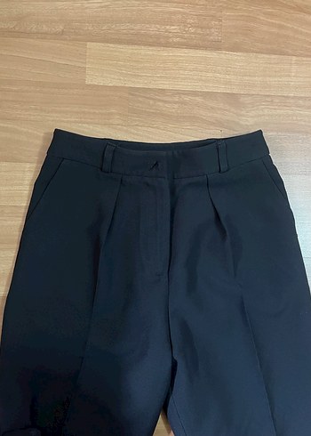 Siyah Kadın Kumaş Pantolon Midi Boy - Görsel 3