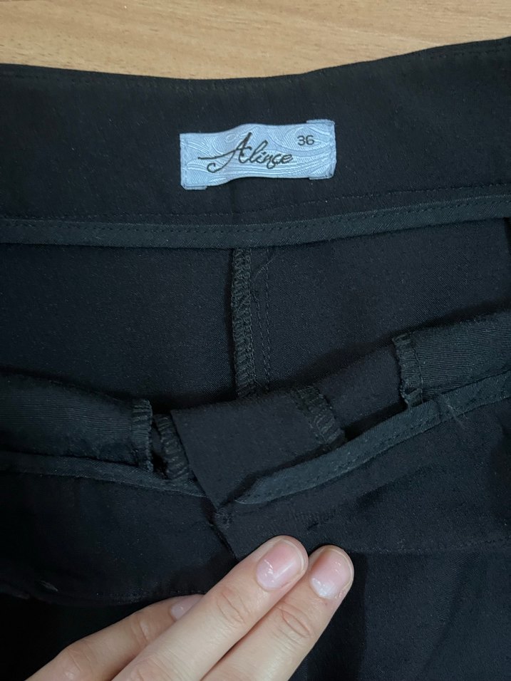 Siyah Kadın Kumaş Pantolon Midi Boy - Görsel 2