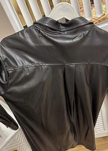 Düğmeli Siyah Deri Kadın Ceket - Görsel 2