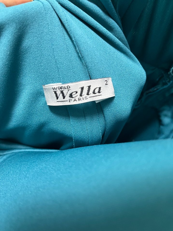 Straplez Drapeli Turkuaz Uzun Abiye Elbise - Görsel 5