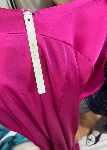 Pembe Askılı Uzun Drapeli Abiye Elbise - Görsel 3