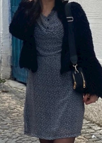 Gri Uzun Kollu elbise astarlı - Görsel 3