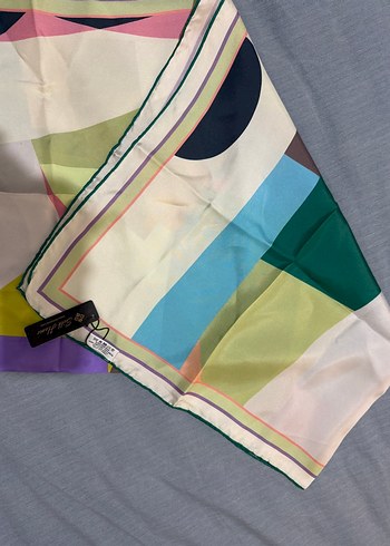 Kadın Çok Renkli Modern ipek eşarp - Görsel 2