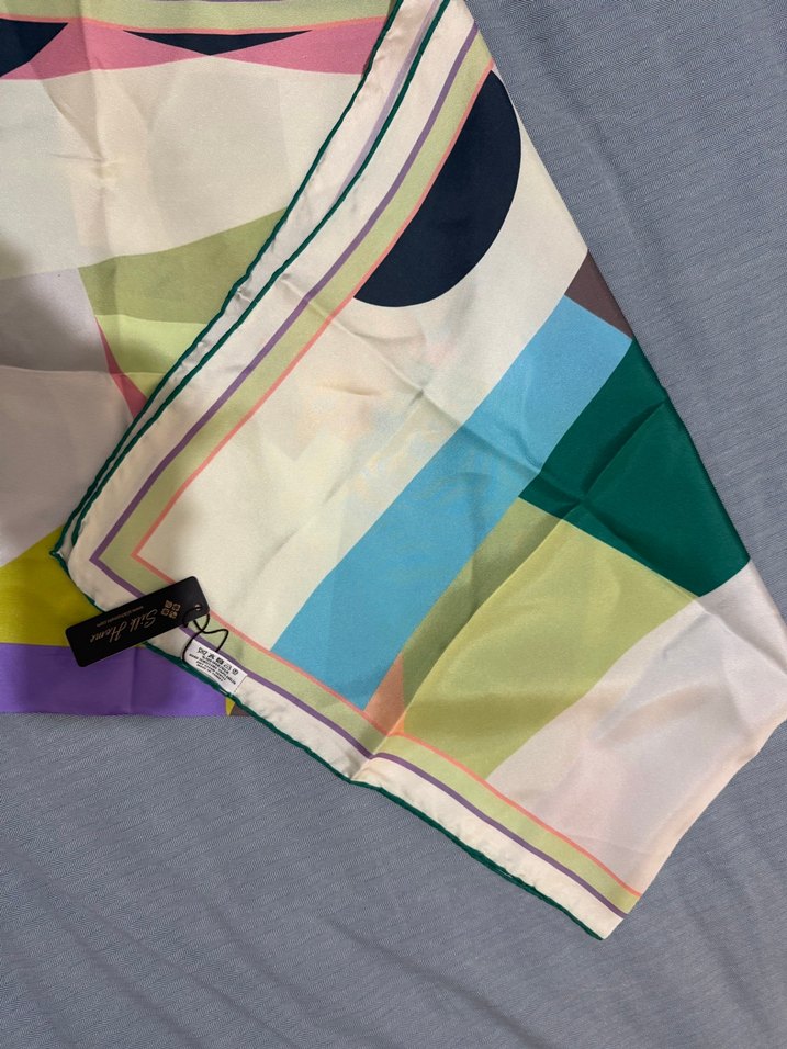 Kadın Çok Renkli Modern ipek eşarp - Görsel 2