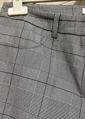 Kadın Gri Kareli Kumaş Pantolon - Görsel 5