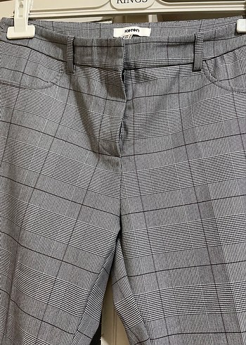 Kadın Gri Kareli Kumaş Pantolon - Görsel 2