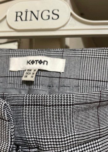 Kadın Gri Kareli Kumaş Pantolon - Görsel 4