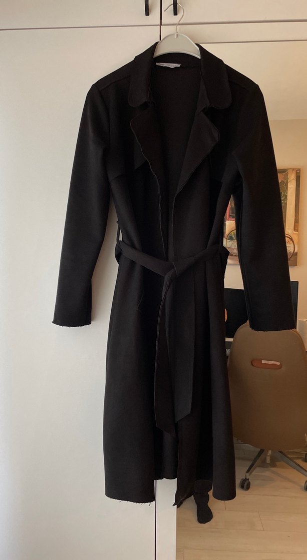 Paulmark süet siyah trençkot. - Görsel 2