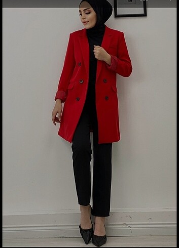l Beden Kırmızi blazer ceket