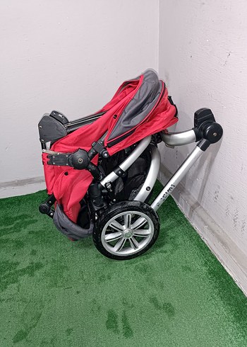 Kırmızı ve Gri Bebek Arabası Seti Temiz Sağlamdır Kargo Var - Görsel 5