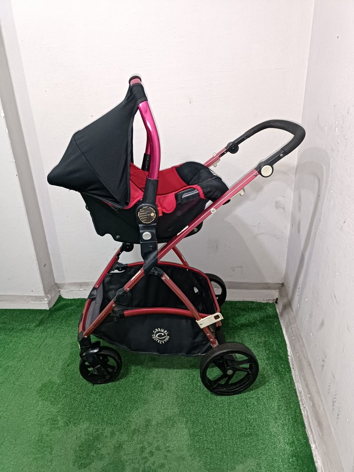 CASUFE Kırmızı Bebek Arabası ve Taşıyıcı - Görsel 3