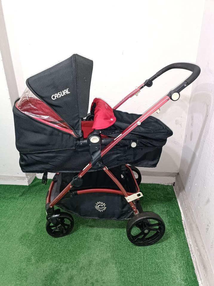 CASUFE Kırmızı Bebek Arabası ve Taşıyıcı - Görsel 2