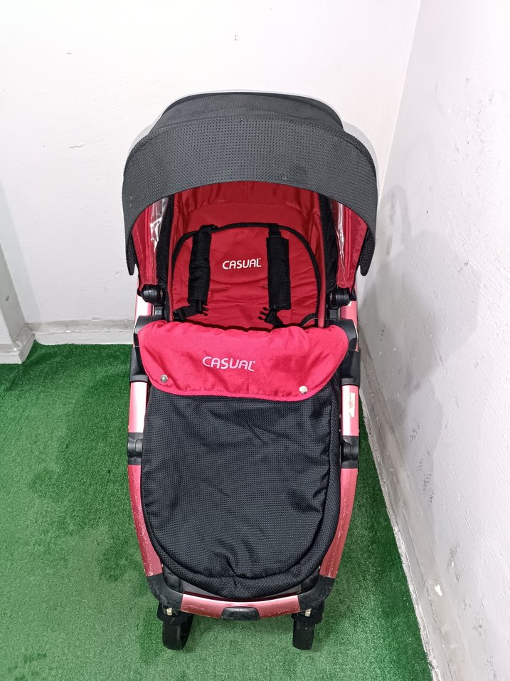 CASUFE Kırmızı Bebek Arabası ve Taşıyıcı - Görsel 4