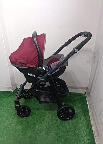 Bordo Bebek Arabası ve Taşıma Koltuğu - Görsel 2