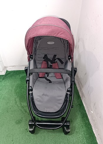 Bordo Bebek Arabası ve Taşıma Koltuğu - Görsel 5