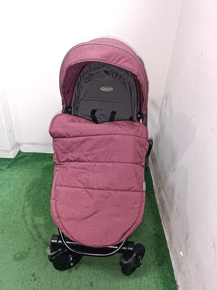 Bordo Bebek Arabası ve Taşıma Koltuğu - Görsel 4