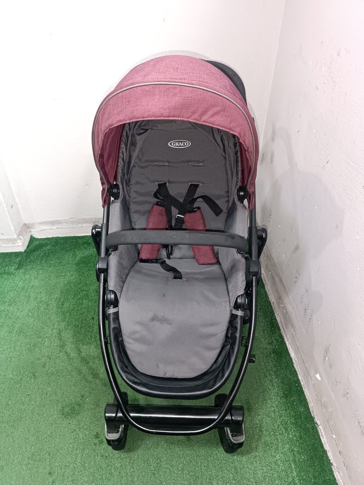 Bordo Bebek Arabası ve Taşıma Koltuğu - Görsel 5