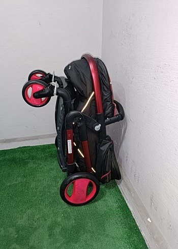 Koyu Kırmızı Bebek Arabası ve Oto Koltuğu - Görsel 6