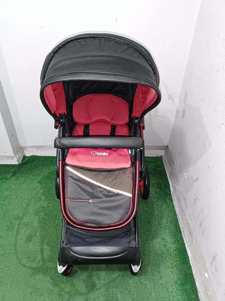 Koyu Kırmızı Bebek Arabası ve Oto Koltuğu - Görsel 4